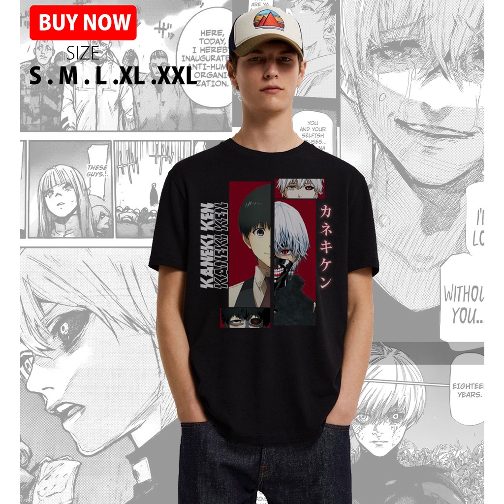 Kaos Anime Tokyo Ghoul | Kaneki Ken | Juuzou Suzuya | Touka Kirishima Baju Pria &amp; Wanita Bahan Katun Cotton Combed 30s Premium