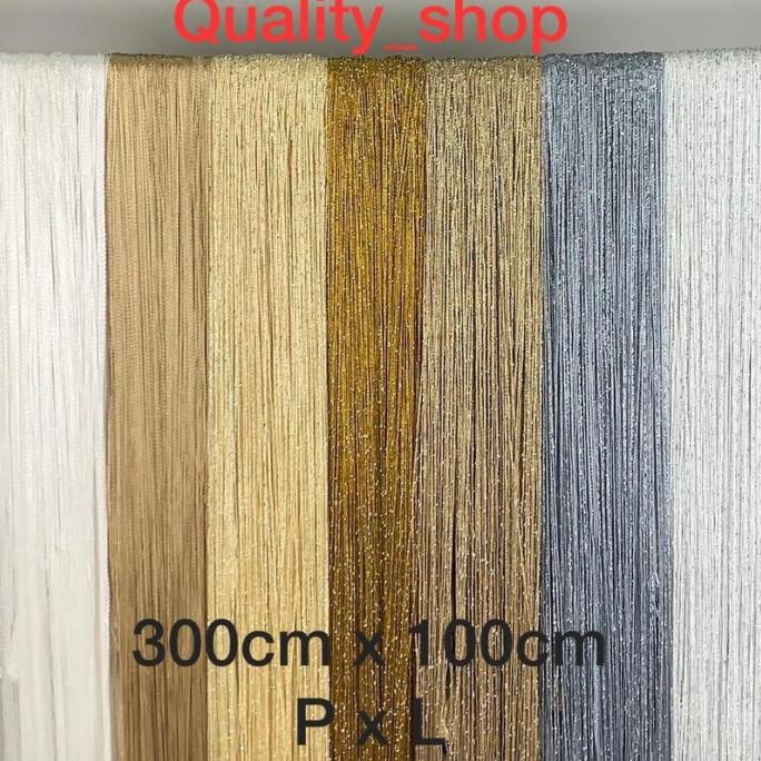 Discount 3x1M/ tirai benang gliter putih gold emas silver/tirai dekoras /GORDEN JENDELA/GORDEN PINTU