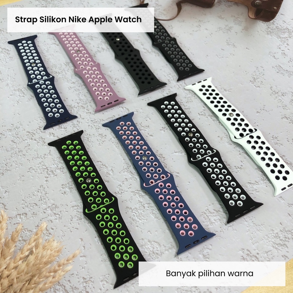 Strap Apple Watch Sports Silicone Breathable Band iWatch 3 4 5 6 7 Dua Warna