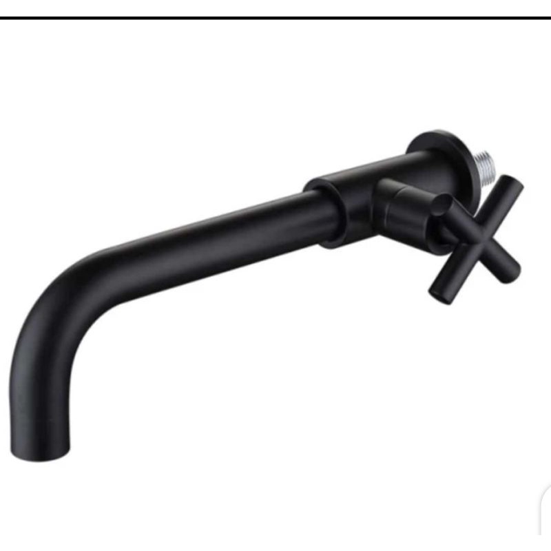 kran tembok/ kran wastafel tembok hitam panjang