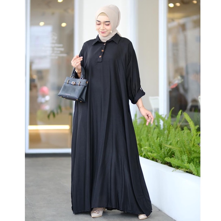 GAMIS HITAM POLOS JUMBO PREMIUM RAYON TWILL BUSUI XXXXL-XXXXXL