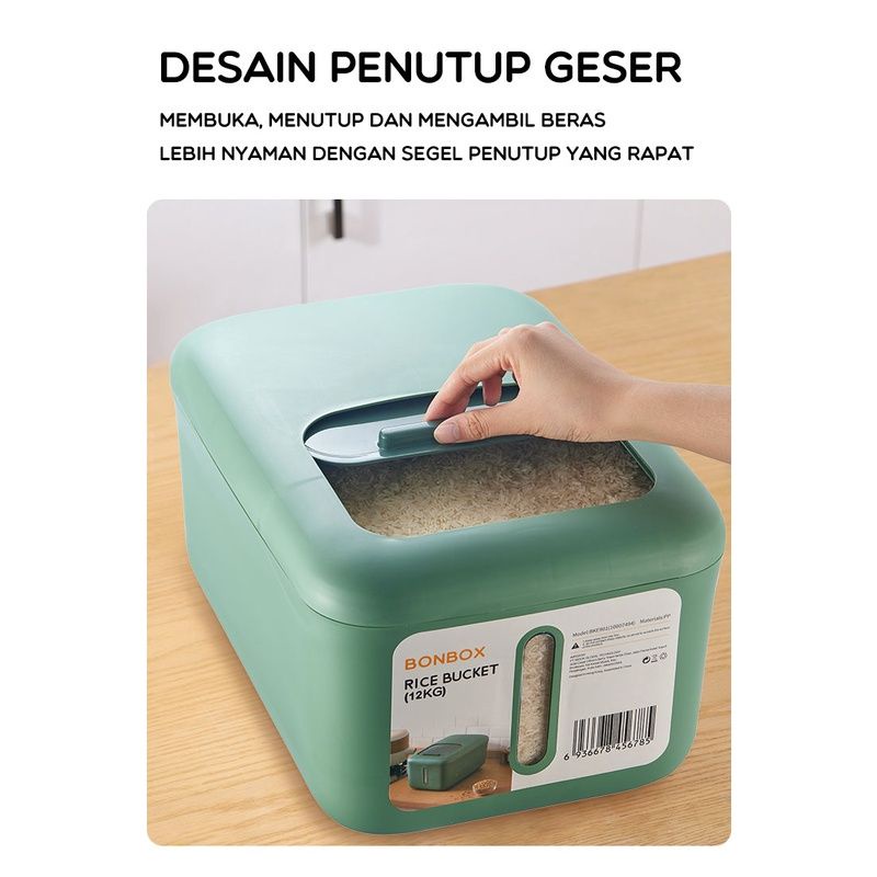 Bonbox BKE901 Rice Box Kontainer Tempat Penyimpanan Beras Besar 12kg