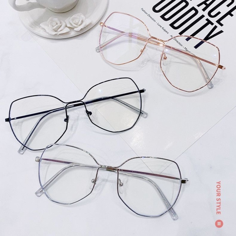 Kacamata Vintage Anti Radiasi Untuk Wanita Frame Metal Irregular