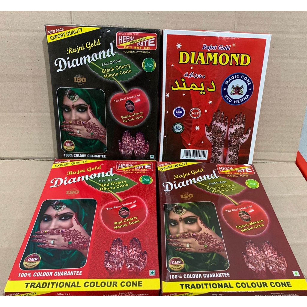 DIAMOND Rajni Gold Henna Magic Cone Original BPOM / Al Latif Heena Paste