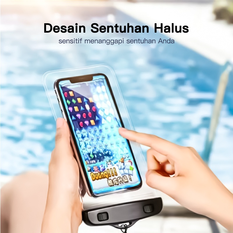 XOBOX - Sarung HP Case Kantong Anti Air Waterproof With Strap / Tali Leher MAX 7INCH SRG-HP