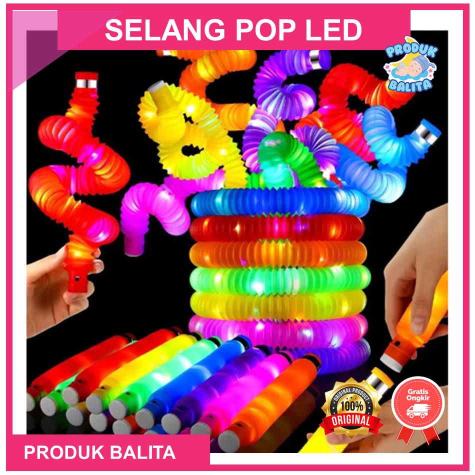 Mainan Anak Selang Pop Led Murah Mainan Viral Light Up Pop Tubes Pop Pipes Mainan Lampu Stick Anak