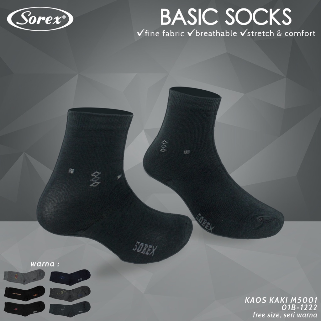 Sorex M5001-M5006 Kaos Kaki Sorex Semata Kaki Basic Socks Free Size