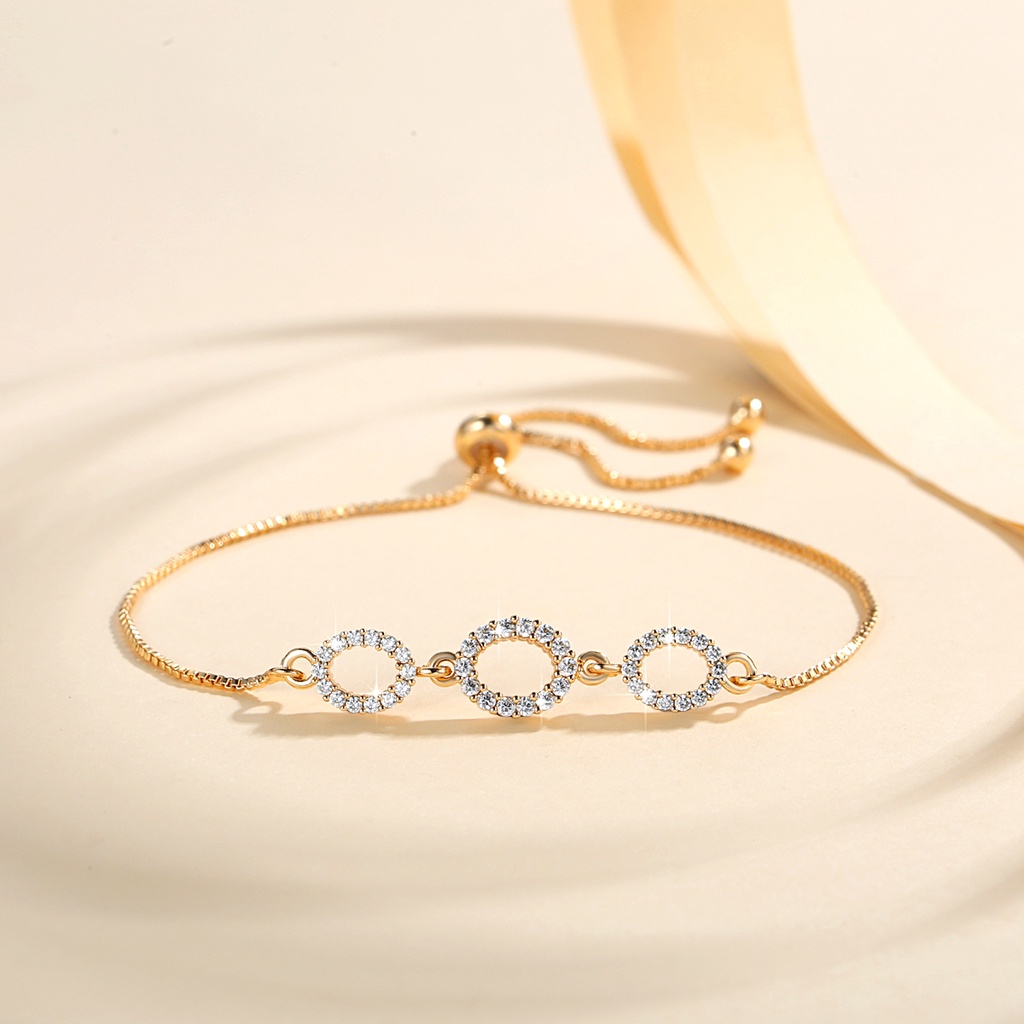Y894 【COD】Gelang Crystal Design Wanita Titanium Lapis Emas Gelang Korean Style Gelang Serut
