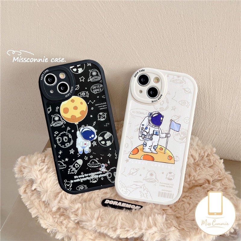 Couple Case Compatible for IPhone 11  13 12 14 11 Pro Max 6 6s 7 8 Plus 14 Plus XR X XS MAX SE 2020 Trendy Brand NASA Soft TPU Cartoon Astronaut Space Phone Cover