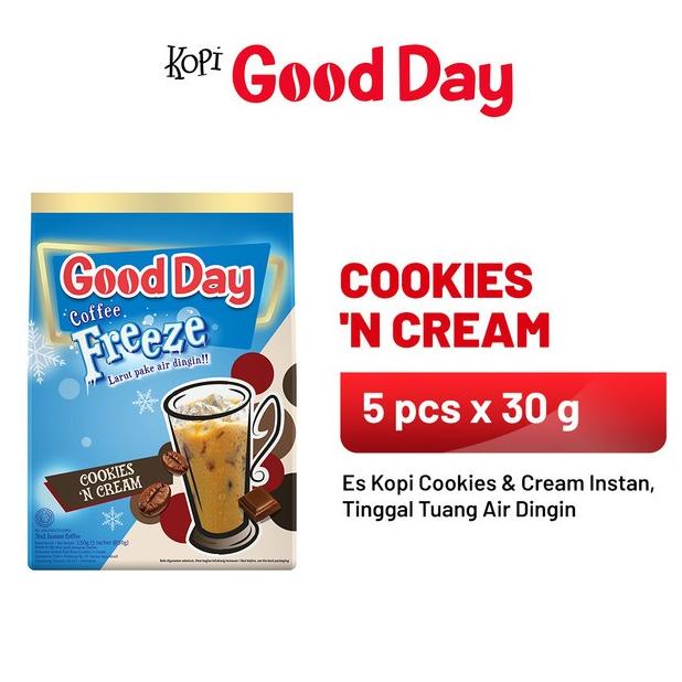 

[BISA COD] GOOD DAY Coffee Freeze Cookies n Cream 1 Dus (5 x 30 gr)