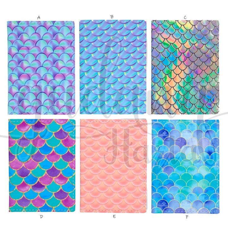 Passport Case Mermaid Scale Cover Case Kulit Motif Sisik Ikan Simple GH 313005