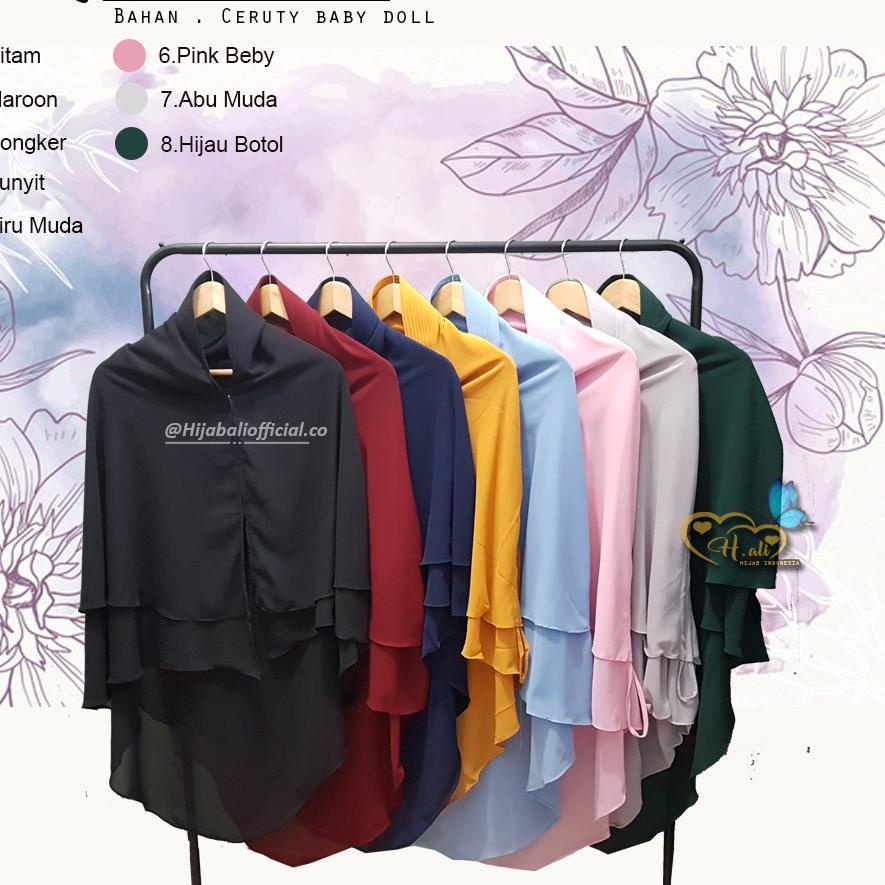 BISA COD ✔️Kerudung Syari 2 Layer Khimar 2 Layer Jumbo Jilbab Khimar Jumbo Jilbab Syari Serut Khimar