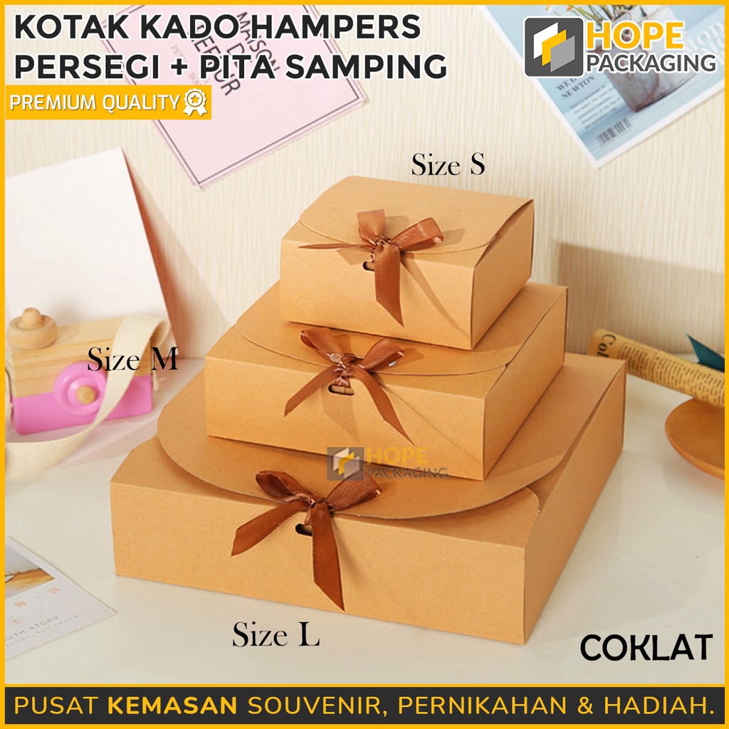 [ ISI 1 Pcs ] Kotak kado Hampers Persegi + Pita Samping Ulang Tahun / Box ultah / kotak kerudung / baju / kue / premium box gift box