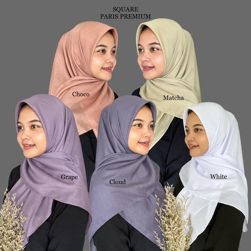 SQUARE PARIS PREMIUM Jadul Sekolah segiempat hijab voal paris premium segi empat umama basic