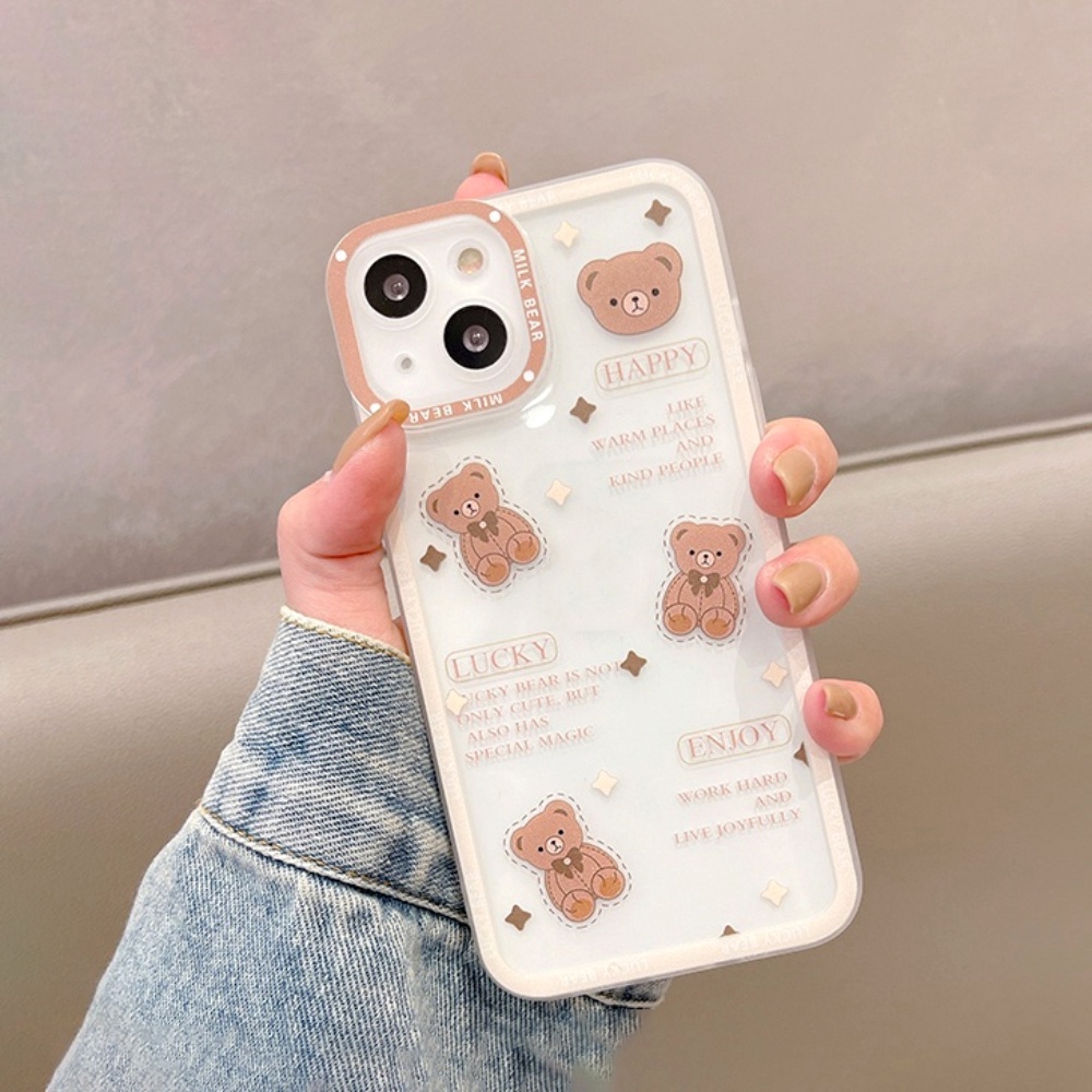 Casing Oppo A31 A36 A52 A72 A74 A76 A92 A95 A96 Case Cute Milky Bear Character Silicon Premium