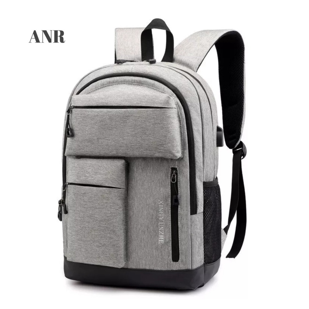 RANSEL BACKPACK KERJA KANTOR KULIAH SEKOLAH SD SMP SMA KANVAS POLOS HITAM NAVY ABU KAPASITAS BESAR MUAT LAPTOP