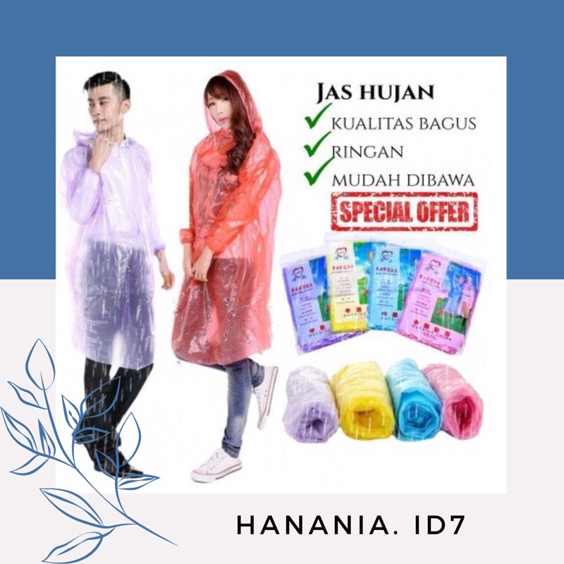 JAS HUJAN PLASTIK SEKALI PAKAI / JAS HUJAN PONCHO DISPOSABLE EMERGENCY RAINCOAT