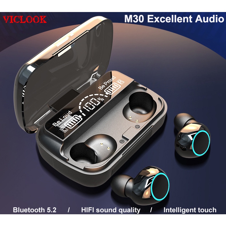 VICLOOK COD M30 TWS Bluetooth Headset Upgrade V5.2 Eearphone Tahan Air Nirkabel Olahraga In-Ear Headphone Latensi Rendah Pembatalan Kebisingan