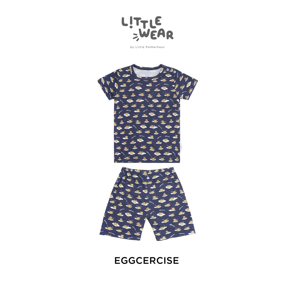 Baju Anak Bayi 1 – 5 Tahun Setelan Pendek Palmerhaus Little Wear Shoulder Button Short Sleeve Gudetama Eggcercise / In The Kitchen