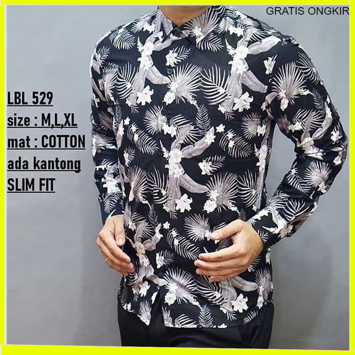 KEMEJA PRIA BATIK LENGAN PANJANG HEM BAHAN KATUN HALUS 40S LBL 529 JAKARTA