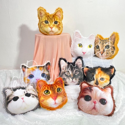 PILLOWART - Bantal Sofa Kepala Kucing Rasfur Lucu Size S - ART086