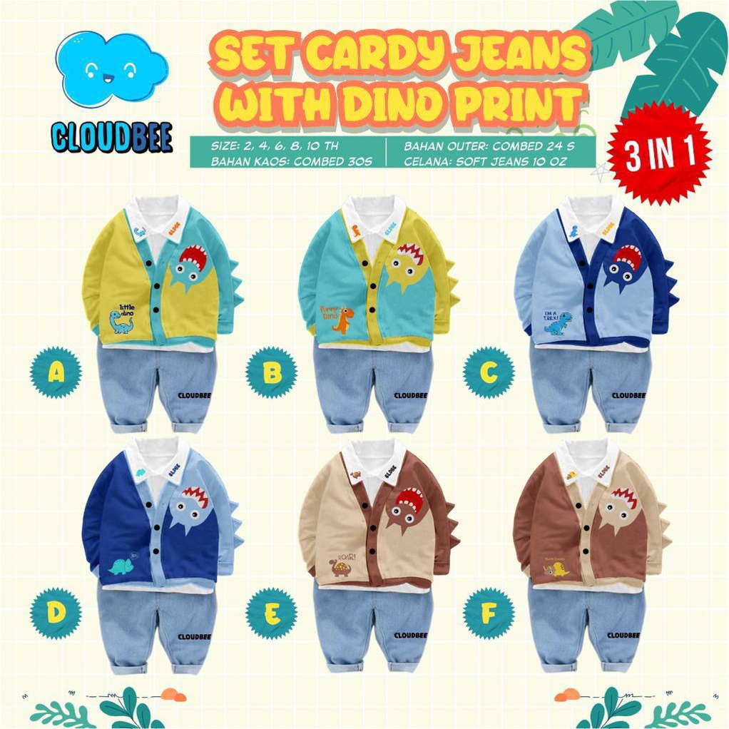 SET CARDY JEANS WITH DINO PRINT