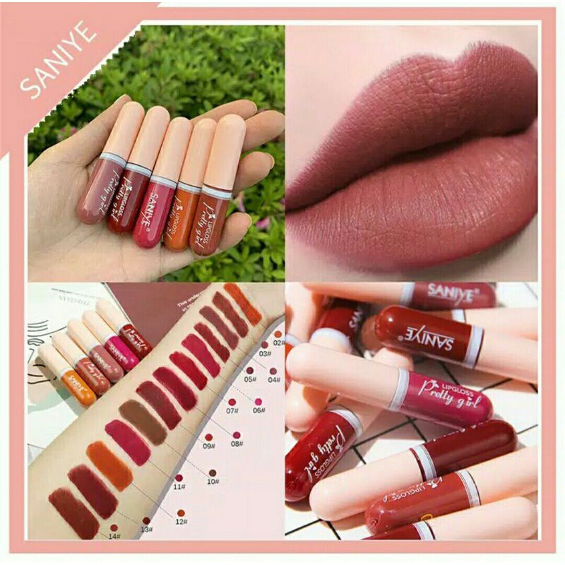 BPOM SANIYE Mini Lip Cream Capsule Matte Lipstick 14 Warna
