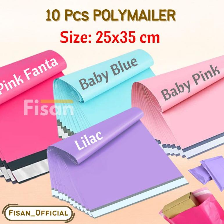 

♜ 10 Pcs Polymailer Warna Baby Pink Fanta Blue Lilac Kantong Plastik Packing Warna 25x35 25x32 ゖ゚