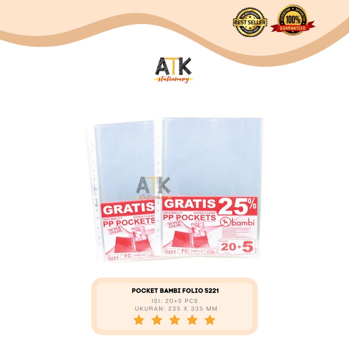 

PROMO SPECIAL Glass Clear PP Pocket Bambi Ukuran F4 atk Code 3947