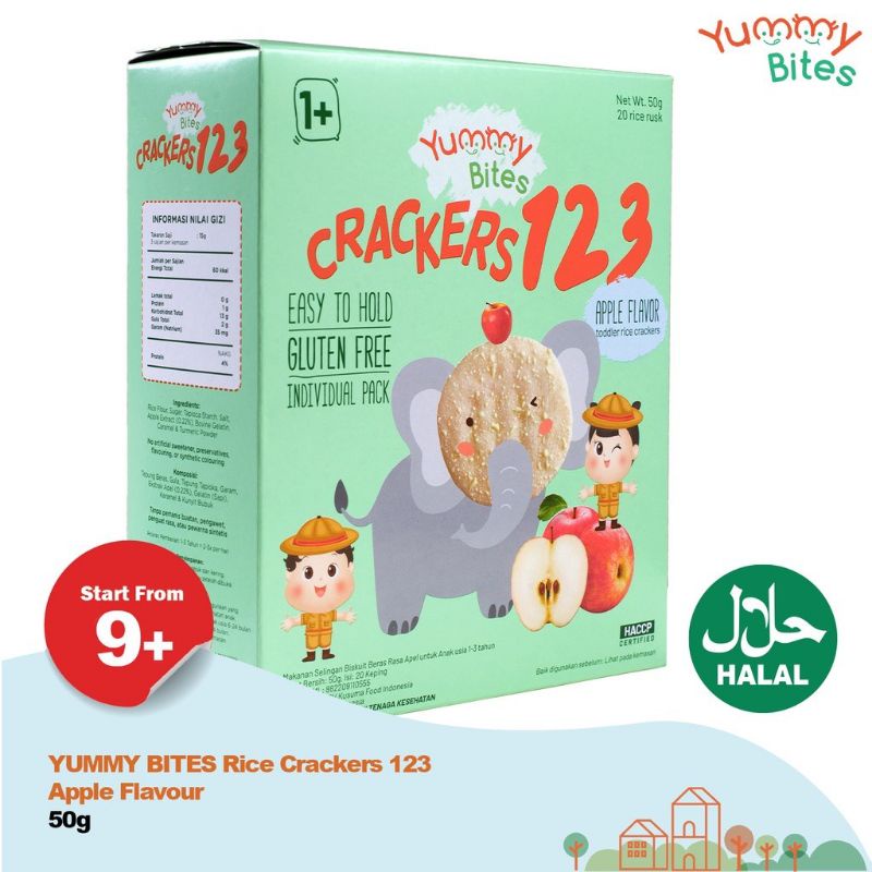 Yummy bites rice crackers 123 50 gr/ Yummy bites snack