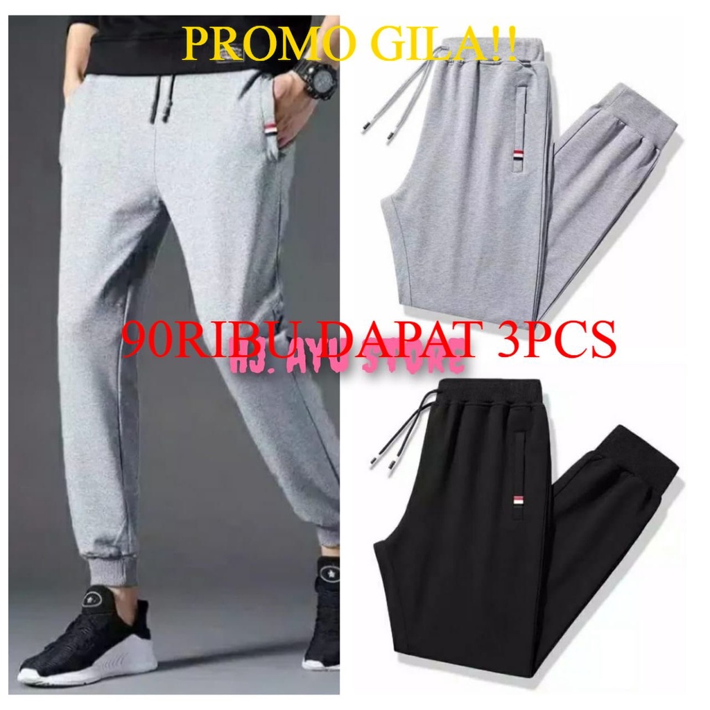 PAKET HEMAT 90RB DAPAT 3PCS Celana Joger Korea terlaris Celana panjang pria wanita celana joger Baby Terry tebal dan lembut Bisa bayar ditempat COD SIZE 27-38