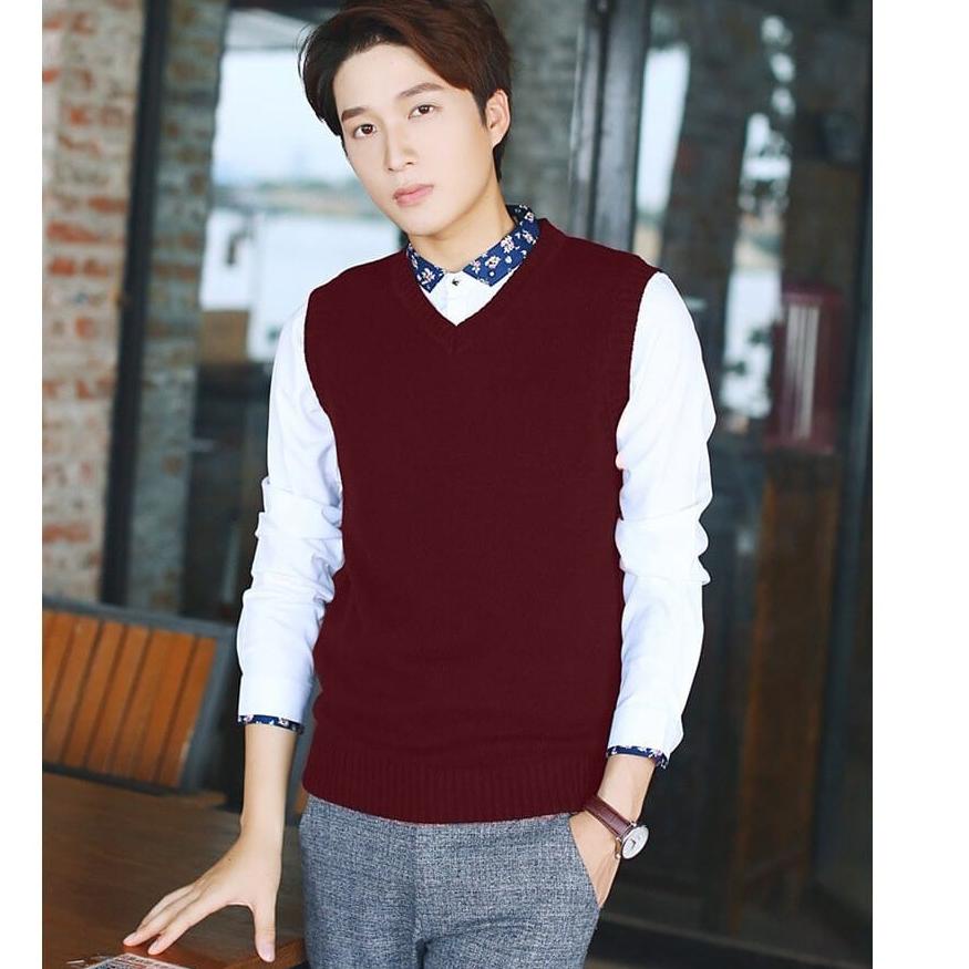 ROMPI RAJUT PRIA / Vest Rajut Pria / Vest Rajut Polos / Rompi Rajut / Basic Knit Vest / Baju Rajut K