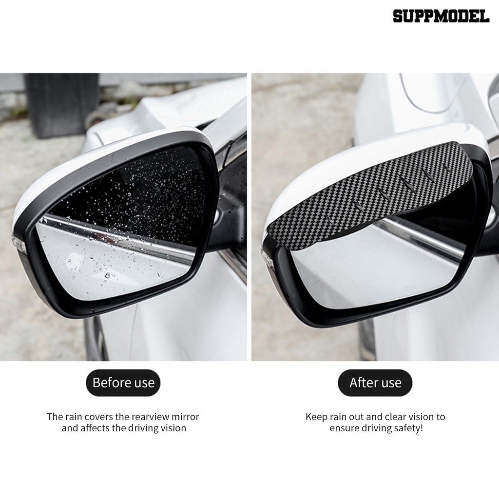 [Dekorasi] 2pcs Spion Rain Cover Universal Serat Karbon Kaca Spion Mobil Alis Hujan Untuk Kendaraan