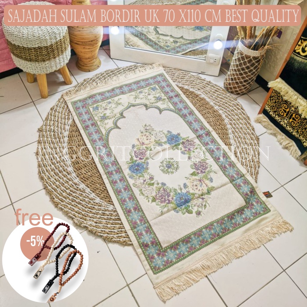 Sajadah Mini Motif Bordir AnakTravel Kepala 3/4  Oleh-Oleh Haji &amp; Umroh