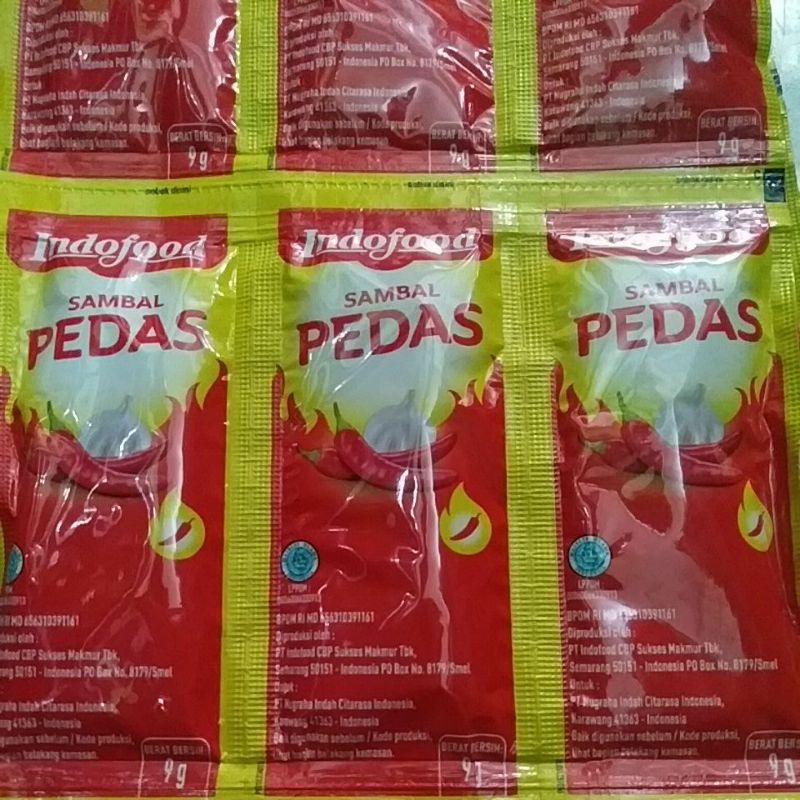 

Indofood sambal pedas 1 Renceng (3 lusin)