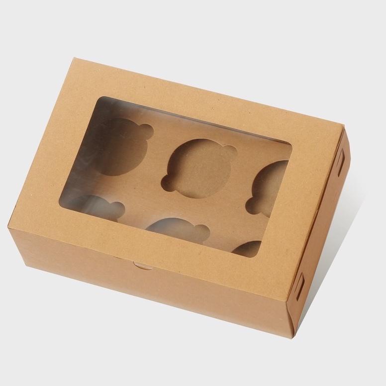 

[J-I7I[☎] 2517 Kardus Cupcake Box isi 6 25x17x9 cm - Box Kue Snack- dus cake pudding kuetart roti donat terviral