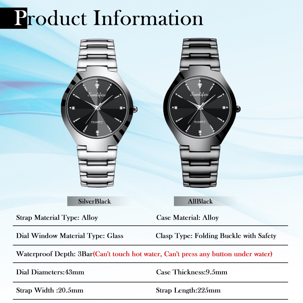 Sunlifex Jam Tangan Pria 9090 Kuarsa Klasik Bisnis Pria Tali Stainless Steel Jam Tangan Cowok Original-3