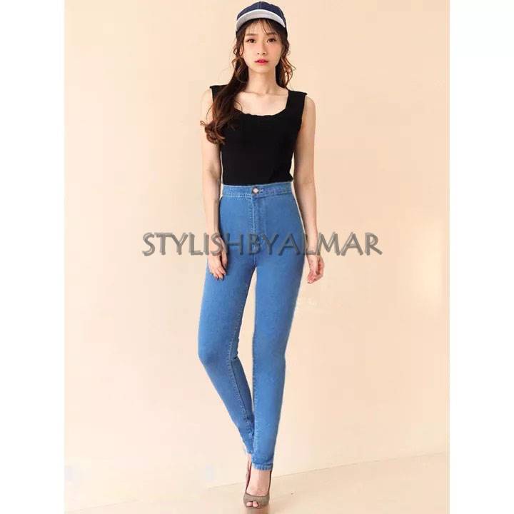 celana jeans highwaist wanita cewek hitam biru dongker biru muda cewek ukuran 27 sampai 34