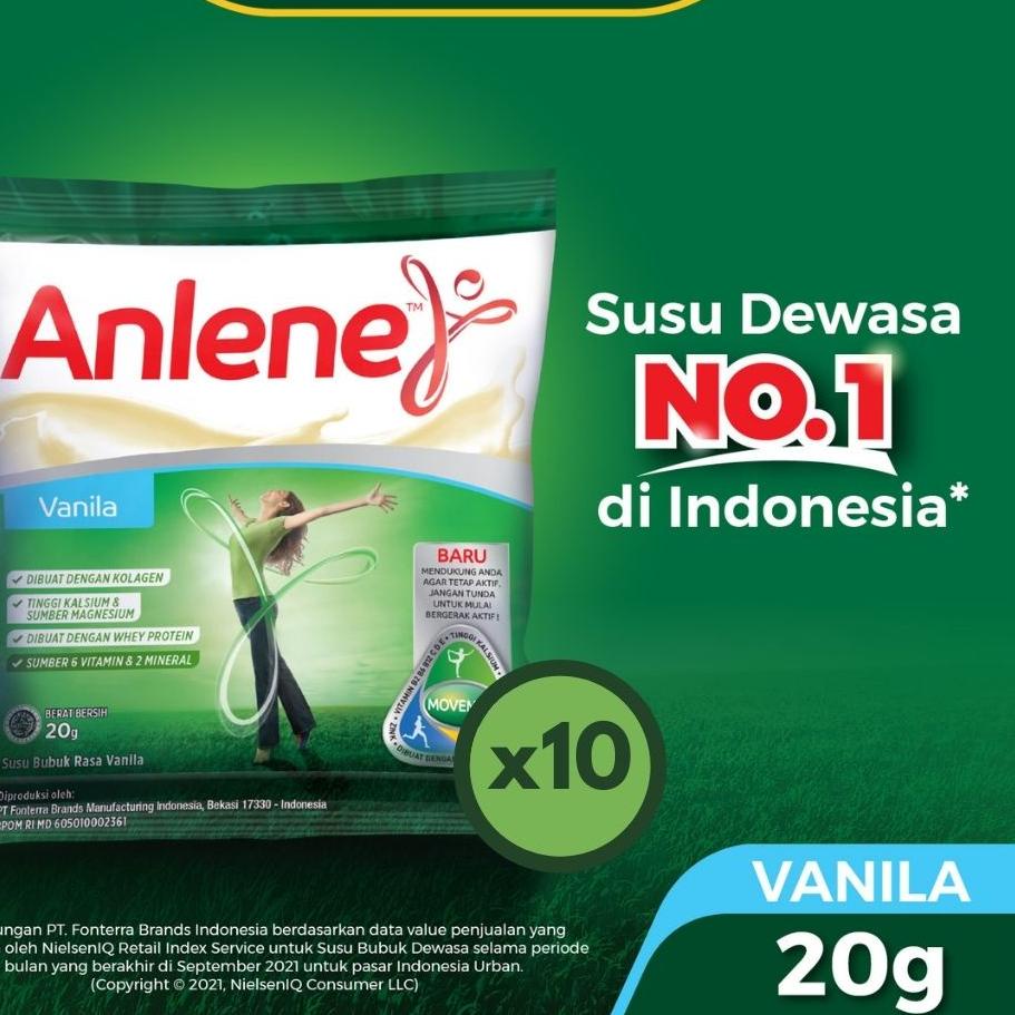 

Anlene Susu Bubuk Vanila 10 x 20g Sachet - Nutrisi Tulang, Sendi, dan Otot