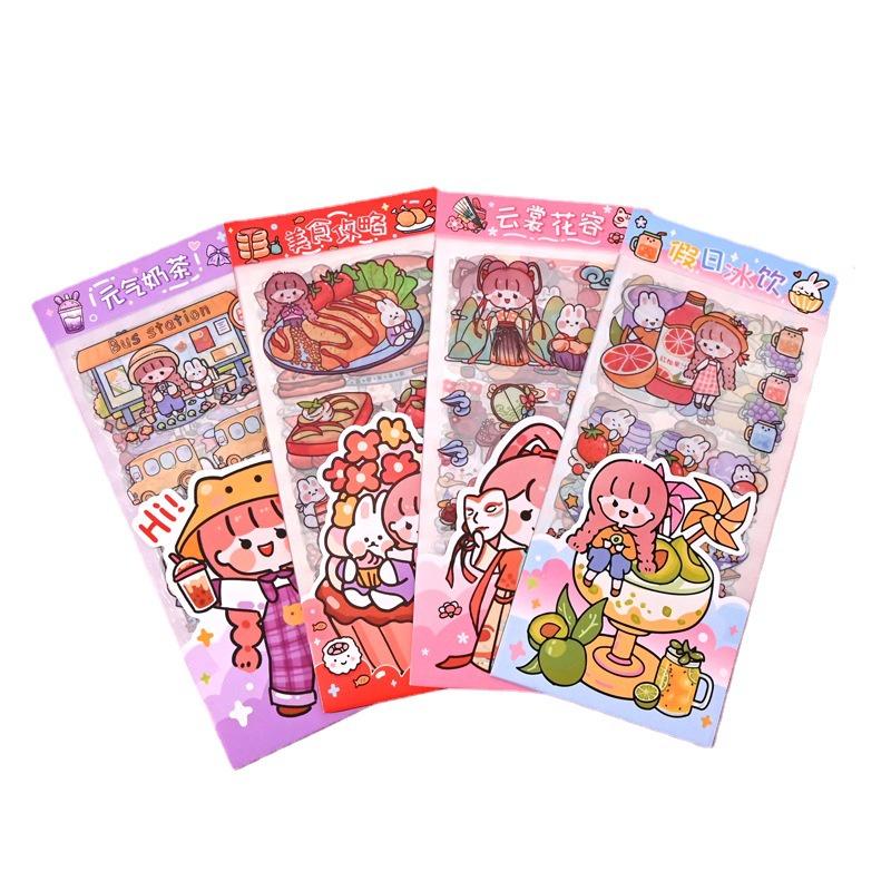 PAOPAO Stiker Akichan isi 10 Lembar Cute Character Bahan PET Kiss Cut Premium