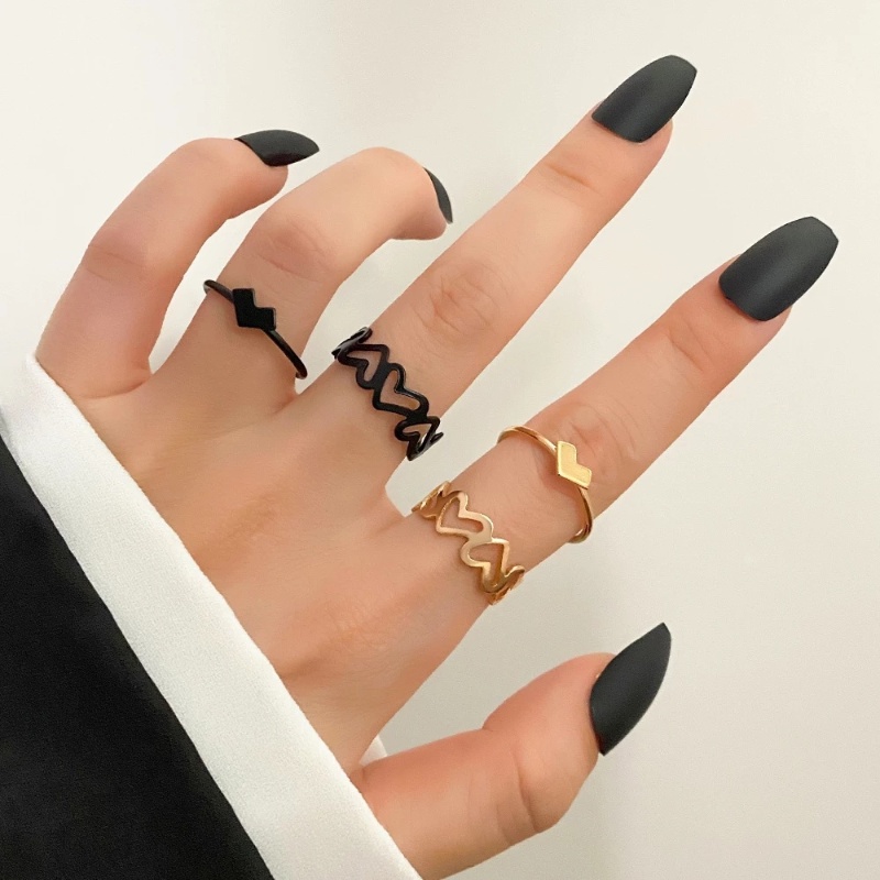 2 Pcs/Set Cincin Terbuka Dapat Disesuaikan Kepribadian Populer Fashion Pesta Sederhana Pasangan Berongga Cinta Cincin Jari Telunjuk Cincin Unisex Bentuk Hati Perhiasan Hadiah Aksesoris Gadis Keren Ins Gaya