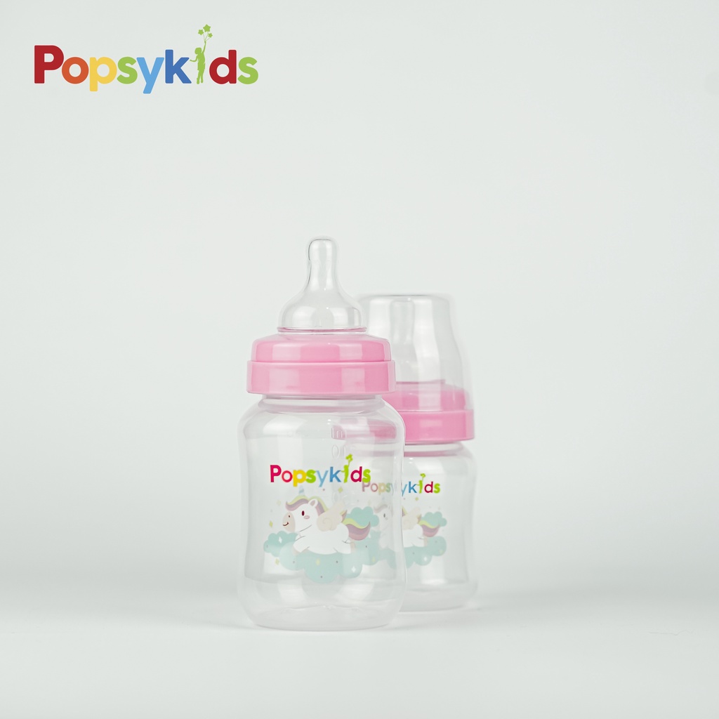 Popsykids Wide Neck Classic Milk Bottle | Botol Susu Bayi 120ml / 240ml Wide Neck BPA Free Anti-Colic Soft Silicone Nipple