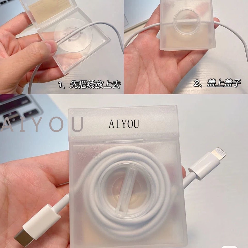 Rotatable Earphone Winder Kabel Charger Kawat Kotak Penyimpanan USB Cord Organizer Adjustsble Cables Winder Kotak Kabel Polipropilena Dengan Stand Square