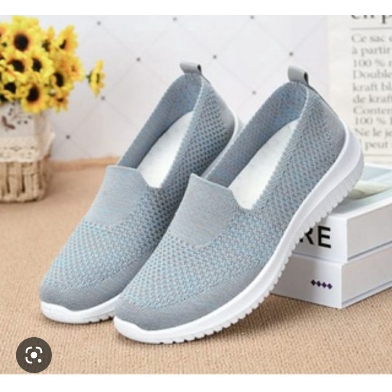 sepatu sneakers import wanita Korea slip on bahan twiss Misty ringan Q3