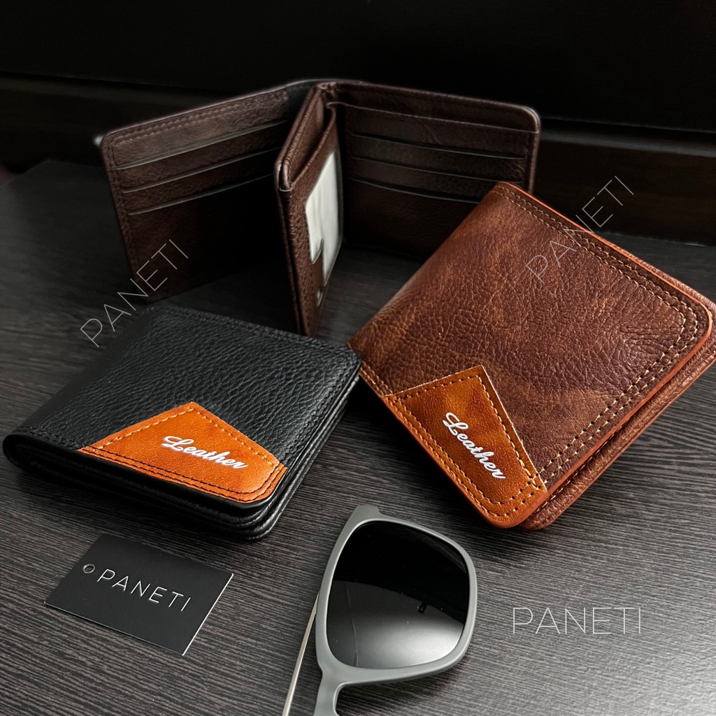 Dompet Lipat Kulit Sintetis Pria / Dompet Pendek Pria 3 Ruang Leather - PANETI JH2