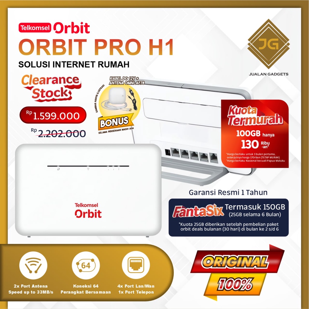 Telkomsel Orbit Pro H1 B535 Wifi Modem Home Router - Garansi Resmi