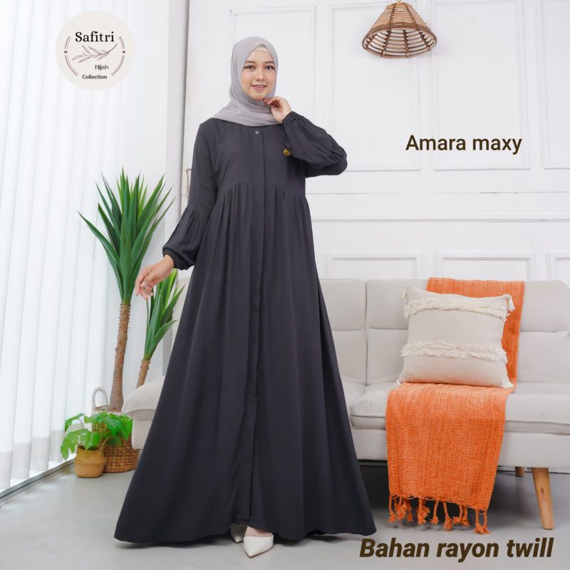 AMARA MAXY (NON-RAMPEL) gamis putih kekinian umroh thawaf manasik haji bahan Rayon Twill free bross by Safitri Fashion