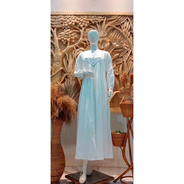 Gamis Ekslusif Kinaro Broken White Polo Linen Terbaru 