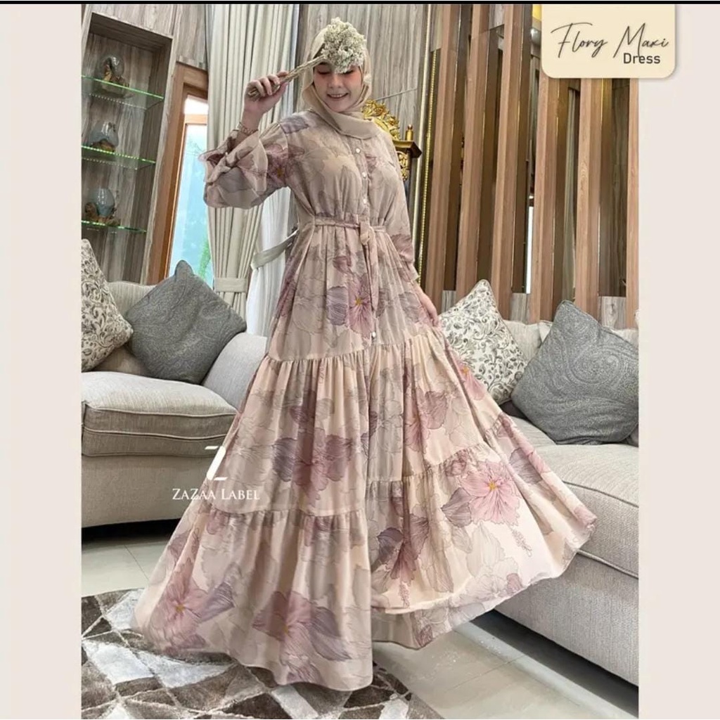 FLORI MAXI DRESS MOTIF WANITA TERBARU KEKINIAN