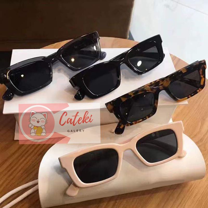 [CTK] PROMO Akesoris Kacamata Hitam Korean Fashion Hitam UV Pria Wanita Pelindung Matahari Anti Radiasi Bentuk Persegi Panjang Kacamata Candy NEW Stylish